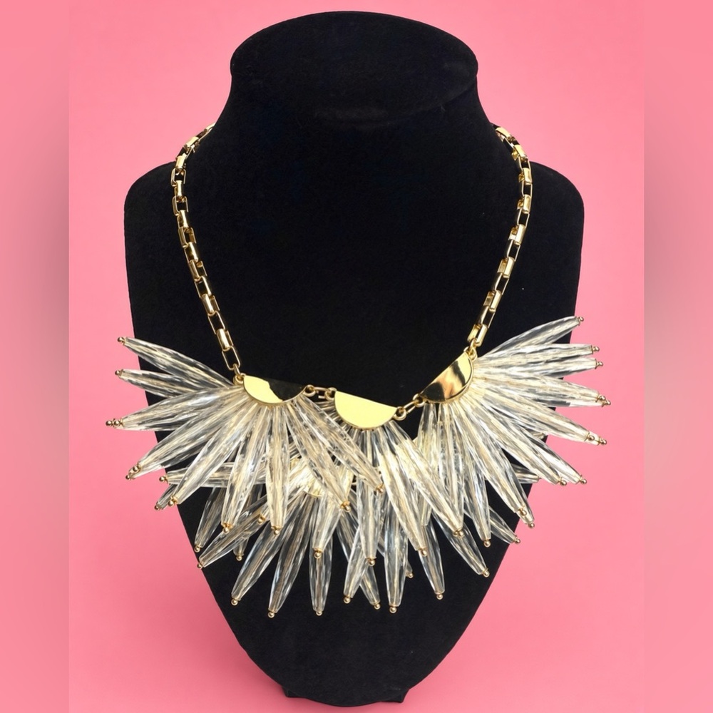 Elegant Gold and lucite Spike Necklace